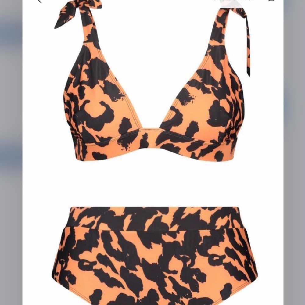 Orange Leopard Print High waisted Bikini